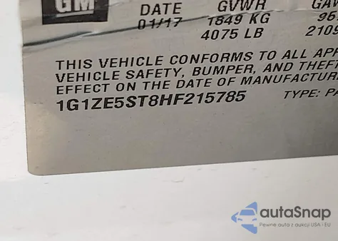 2017 Chevrolet Malibu 1Lt из США, поврежденный, VIN 1G1ZE5ST8HF215785